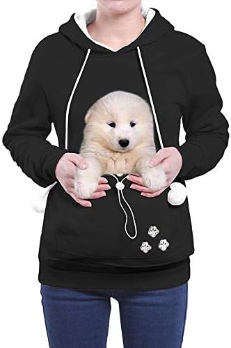 Bolsa de camisol feminino Capuz de capuz Tops Blusa respirável Carregar camisetas de algodão de gato para mulheres multi