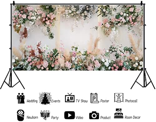 Yeele 15x8ft cenário de casamento para fotografia rosa branco romântico rosa flores cortina fundo cerimônia de casamento bandeira