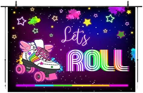 Let's Roll Birthday Birthday Pedisões para meninas Neon Glow Skate Party Party Party Beddrop Girl Roller Skate Retro Neon Lights