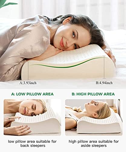 Travesseiro de látex natural, travesseiro de cama de látex firme para suporte ao pescoço, travesseiro cervical de tamanho