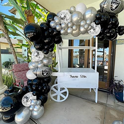 NISOCY Black Silver White Confetti Balloons Arch Kit, 120 PCs 12in 10in 5in Kit de Arcos de Garland de Balões de Latex