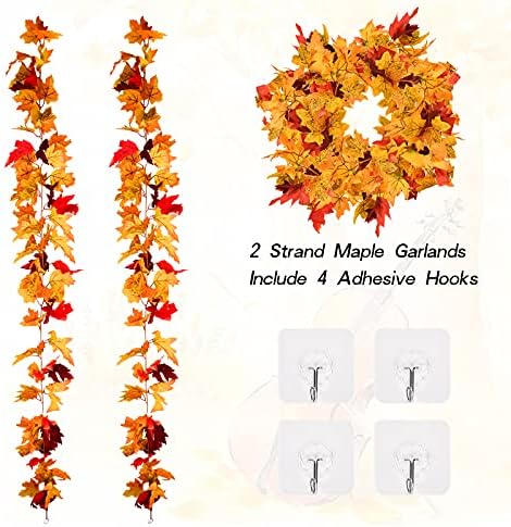 Decorações de outono de Filmhoo/decoração 2 Pacote de outono Ação de Graça Maple Folhas Decorações para casa, 5,9 pés/peça