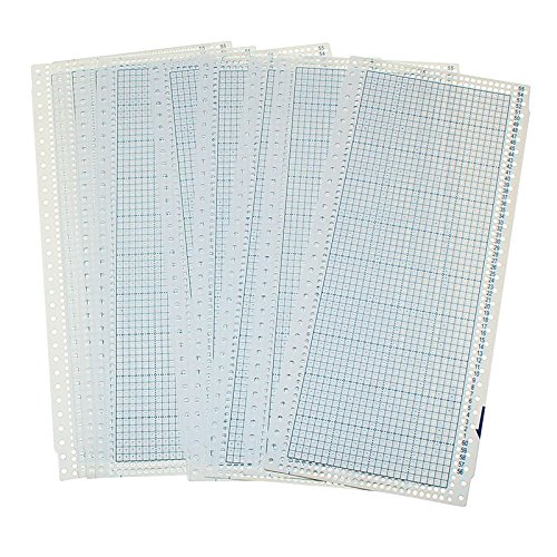 Conjunto de cartões de perfuração - 10 folhas 24 Cartão de punção de ponto e 2 clipes de plástico para máquinas de tricô cartões