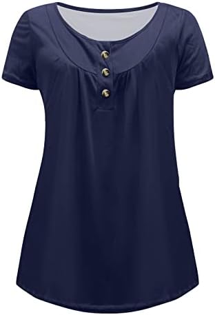 Mulheres Blusa do outono de verão 2023 Roupas Trendy Short Manves Crewneck Cotton Brunch Pleated Top Tee para feminino
