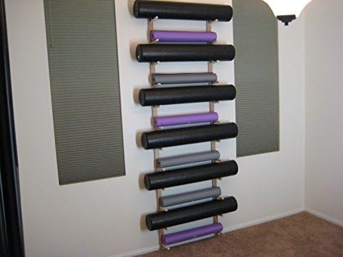 Rolo de espuma e suporte de parede de armazenamento de tapete de ioga em madeira sustentável 3,6,9,12 tamanhos de espaço