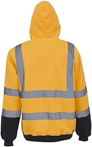 XXBR MEN's Road Work Hoodies, Capuz de pulôver de cordão Alta visibilidade Pullover de mangas compridas com capuz Tops
