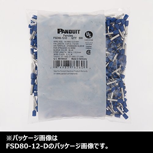 Panduit FSD80-18-D Ferrule isolada, fio único, 14 AWG, comprimento de pino de 0,71 polegadas, manga final azul DIN