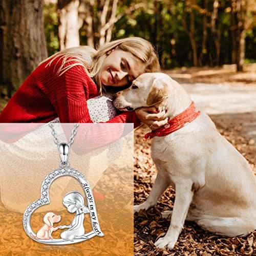 Colar de pingente de cachorro para meninas 925 Sterling Silver Dog Memorial Puppy Jewelry Gifts for Dog Lovers Women