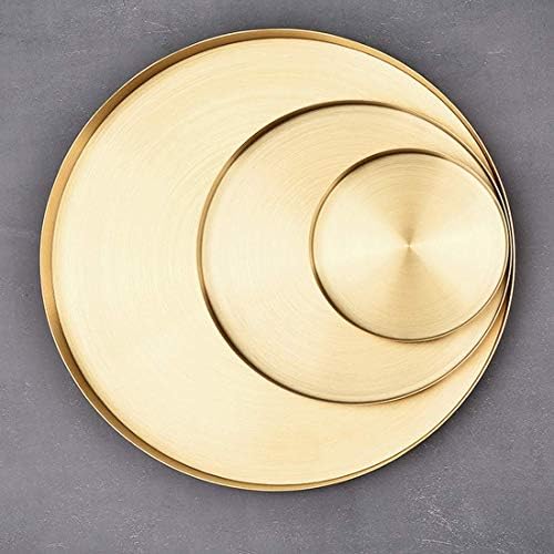Gydmeg Gold Round Brass Bandejas, placas de metal de aço inoxidável, organizador de armazenamento decorativo Bandeja de servir
