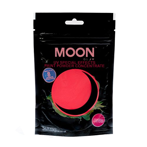 LONG GLOW - 2,8 onças de tinta preta em pó vermelho - efeitos especiais de neon Paint Party Powder Concentrado - Compõe até