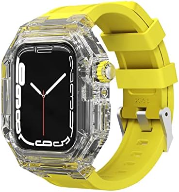ZEDEVB NOVO 44mm 45mm 41mm 40mm de luxo de luxo Caixa Fluororberber Strap para Apple Watch Series 8/7 IWATCH SE 6 5 4 4