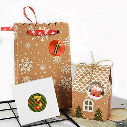 Zerira 10 pacote de Natal Advento Adventário Adesivos, 1-24 Número de adesivos de contagem regressiva de Natal para adesivos de vedação