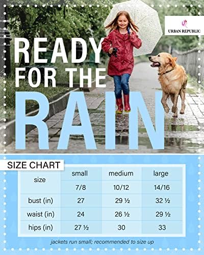 Capa de chuva para meninas da República Urbana - Lightweight Water impermeável Casaco de Trencheira - Capa de chuva Slicker Shell