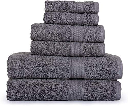 Redville Linen 6 peças Conjunto de toalhas, algodão e absorvente, toalhas de banheiro, 2 toalhas de banho, 2 toalhas de