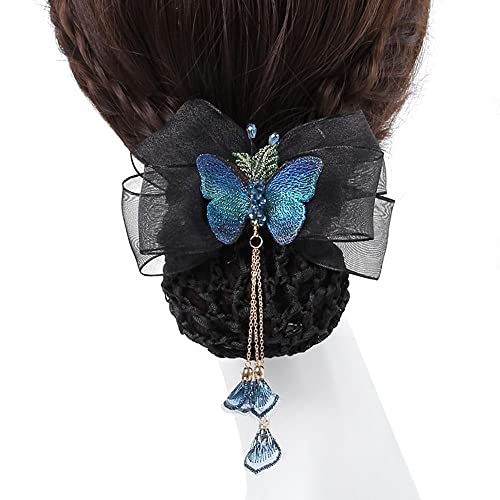 Hair Clip Bun Snood Hairgrips Tampa de rede Bowknot de rabo de cavalo clipe de borboleta Clipes de primavera de primavera Profissional