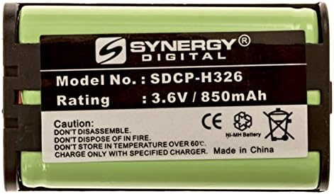 Synergy Digital SDCP-H326-Ni-MH, 3,6 volts, 850 mAh, Ultra Hi-Capacity Battery-Compatível com Panasonic HHR-P104, tipo 29, compatível