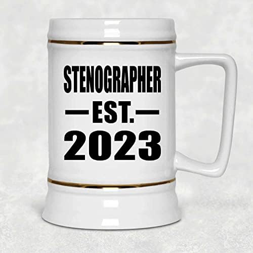 Projeta o estenógrafo estabelecido est. 2023, caneca de 22oz de caneca de caneca de cerâmica de cerveja com alça para freezer,