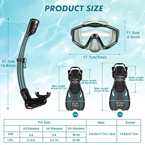 Kuyou Máscara Máscara Máscara de snorkeling para adultos, máscara anti-capa de mergulho de mergulho de visualização larga