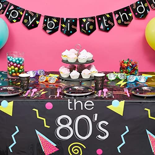 Sparkle e Bash 3 Pacote Retro 80s Tampa, toalha de mesa de plástico para decorações de festa dos anos 80