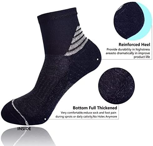J.WMEET Feminino Athletic Ankle Socks Quarter Almofado Meias de corrida Desempenho de Huncking Sport Socks de algodão 6 pacote