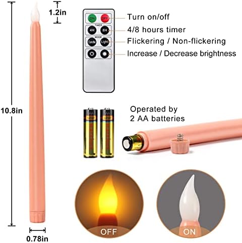 Mdxmhz sem chamas de marfim de marfim com velas remotas, timer, bateria operando as velas que sacudem LED, acabamento
