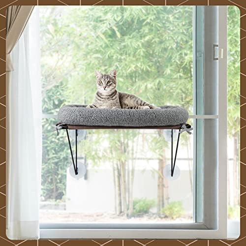 Lsaifater Cat Window Police com suportado sob metal, rede de gato com cama de estimação espaçosa e confortável para gatinhos
