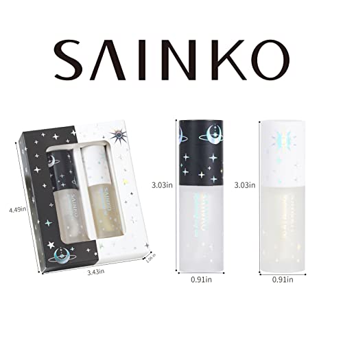 Conjunto de óleo labial de Sainko Day & Night, plumpa de lábios de coco natural e soro de cuidados com os lábios, brilho