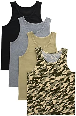 Hanes Originals Boys Tank Undershirts, umidade de algodão com algodão, variado de 4 pacote