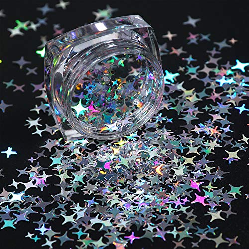 Kits de glitter de arte de unhas holográficas, beijo de 8 caixas pregos holográficos pó lantejous de arte metálica de flocos brilhantes