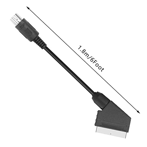 Yaodhaod 1,8m / 6ft Scart Cable RGB AV Conector Cable adequado para o Console de jogo de Sega Saturn Cabo de conexão