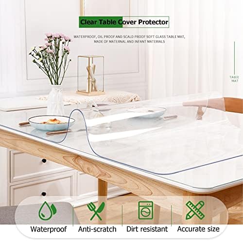 Tampa de mesa clara de plástico grossa 2 mm retangular, PVC Desk Protector Resista a calor, protetor de tampa da