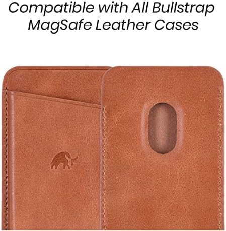 Bullstrap Premium Leather Magsafe Carteira Compatível com todas as caixas de iPhone MagSafe, Sienna Brown