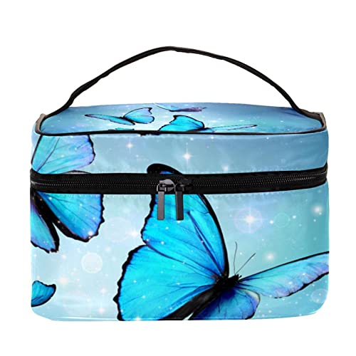 Mulheres grandes bolsas de maquiagem de maquiagem de viagens profissionais com borboletas mágicas em estampa de água,