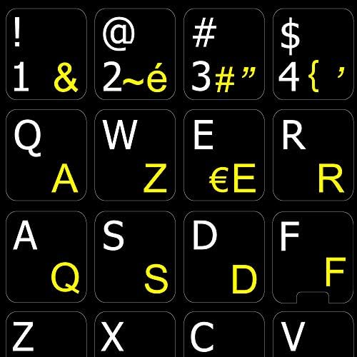 4keyboard francês azerty-inglesa não transparente etiquetas de teclado em fundo preto para desktop, laptop e caderno