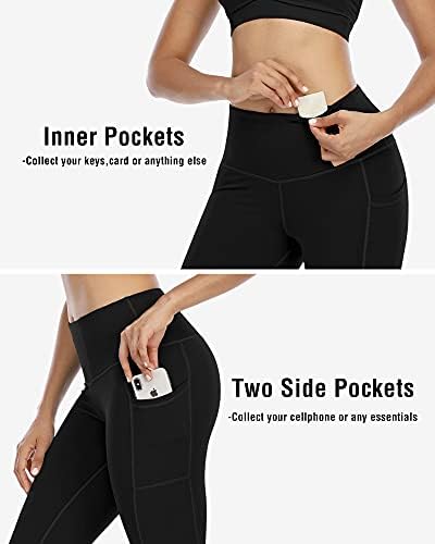 Leggings de Chrisure com bolsos para mulheres, calças de ioga de controle de barriga de cintura alta