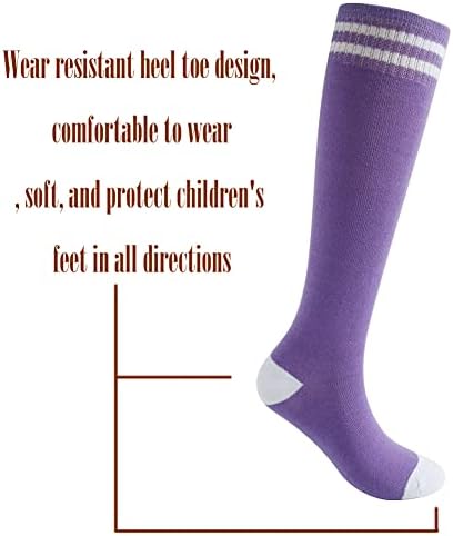 ACOL Kids Knee Knee High Tube Meias, algodão macio e meias esportivas uniformes listradas para meninos e meninas, faixas