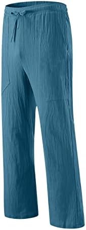 Calças de linho casuais para homens 3D Palmas de exercícios de férias soltas com bolsos grandes e altos calças de praia