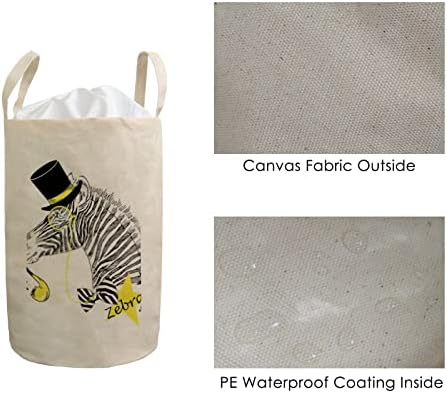 Roupa de cesta de lavanderia Retrato de moda colapsável cesto de zebra cesto de roupas sujas de saco de linho de linho à prova