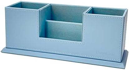Organizador de mesa da Unionbasic, desktop caddy de couro multi-compartilhador de canetas Organizador de papelaria, azul