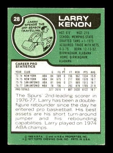 Larry Kenon autografou 1977-78 Topps Card 28 San Antonio Spurs SKU 167269 - Cartões autografados de basquete