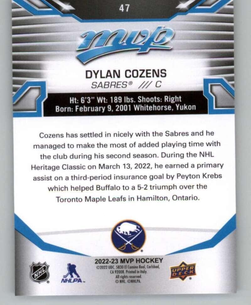 2022-23 MVP do convés superior 47 Dylan Cozens Buffalo Sabers NHL Hockey Trading Card