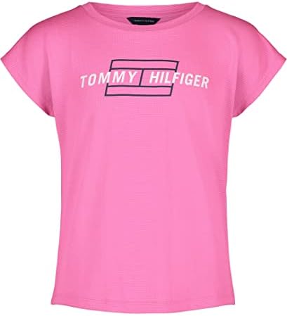 Tommy Hilfiger Girls 'Sport Short Manve Mesh Camiseta, decote da tripulação, leve e elástico