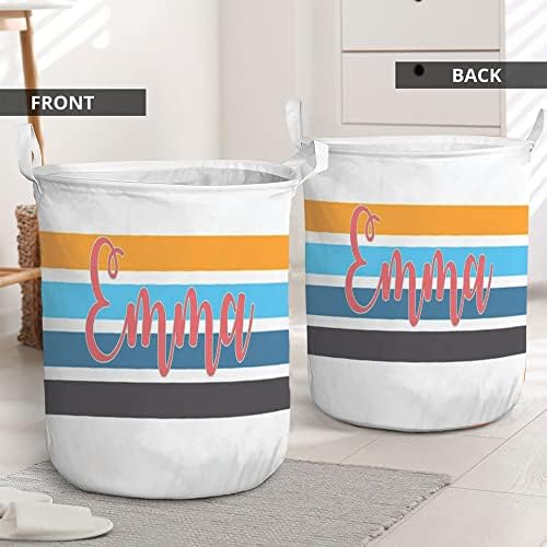 Hampers personalizados personalizados de lavanderia listrada cesta de lavanderia personalizada com nome, cesto de roupas sujas