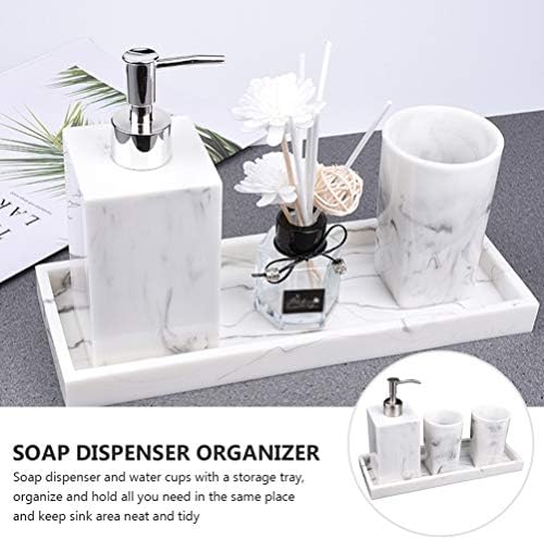 Upkoch manualmente sabonete de sabonete manual Dispensador bandejas de mármore 1 conjunto de banheiros banheiros bandeja