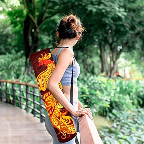 Ratgdn Yoga Mat Bag, Mythical Bird Phoenix Exercício Yoga Mat Carrier Full-Zip Yoga Mat Bolsa de transporte com cinta