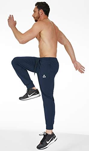 SilkWorld Men's Sweats com zíper bolsos cônicos calças de atletismo atlético de lounge