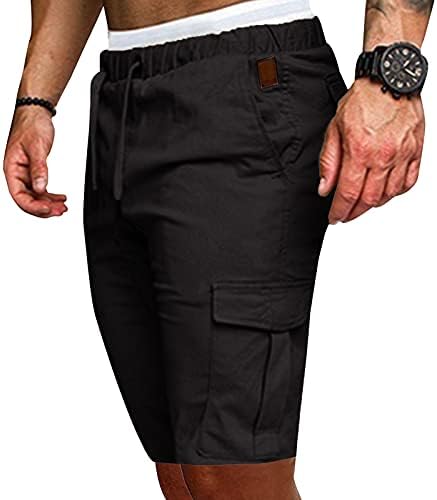 Shorts de carga masculina bifuton, shorts de carga masculina de cintura elástica e relaxada short casual de verão