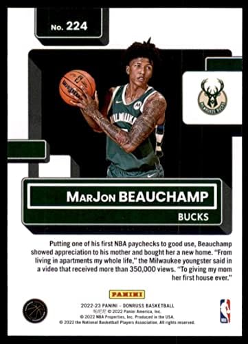 MARJON BEAUCHAMP RC 2022-23 DONRUSS 224 NM+ -MT+ NBA Basketball Bucks Classificado