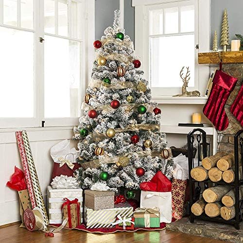 Árvore de Natal artificial de neve de 6 pés/lascas, decoração de férias de pinheiro de arbas de Natal com arbustos premium com suporte