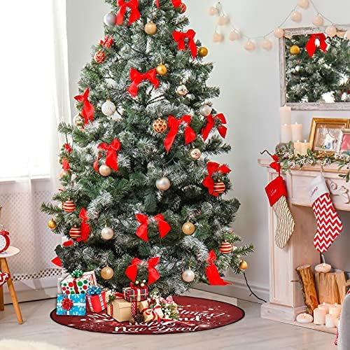 Xigua Feliz Natal árvore de Natal Stand 28,3 polegadas, tapete de bandeja à prova d'água para protetor de chão Decorações de